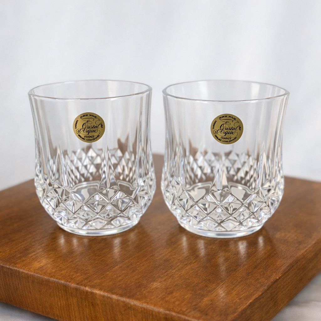 Crystal Cut Glass Tumblers — Set of 2