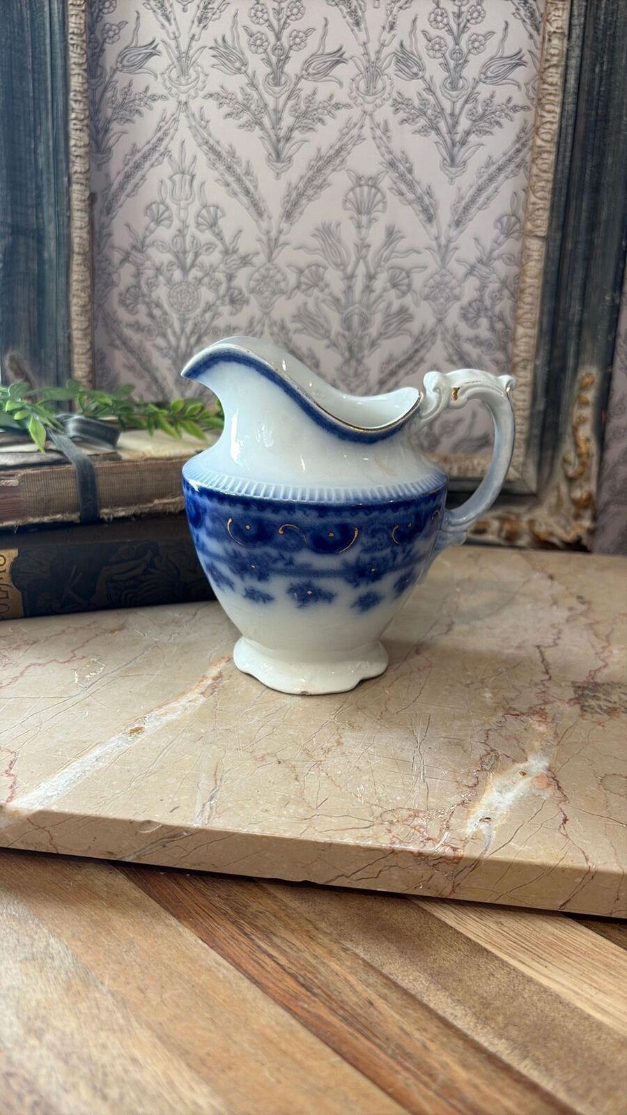 Erie England flow blue creamer