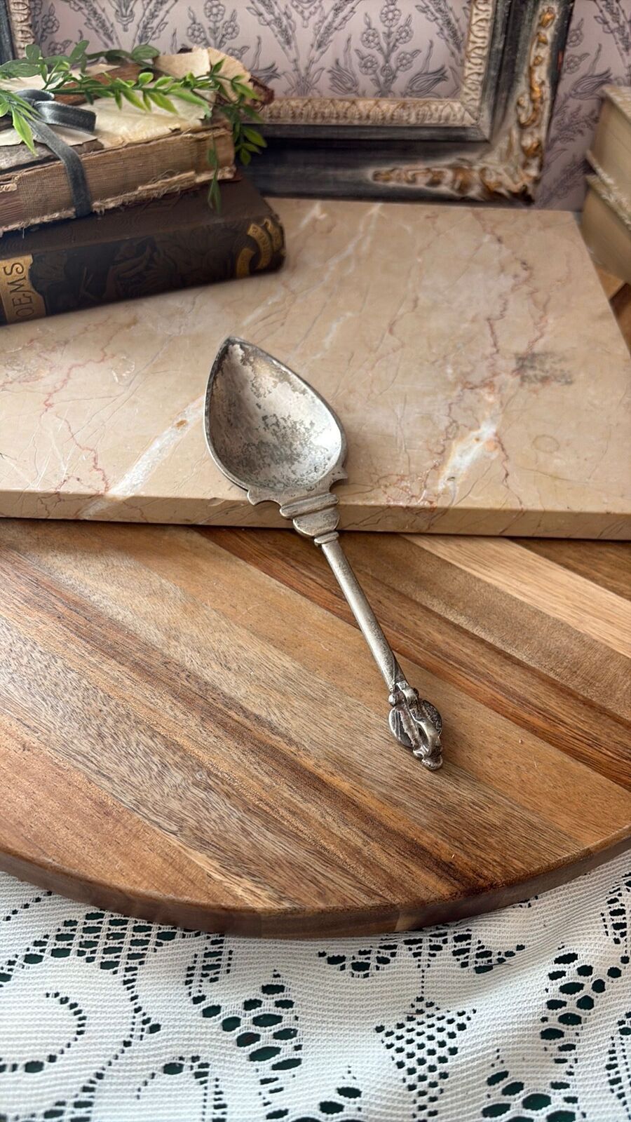 Antique silver plate ice cream serving spoon