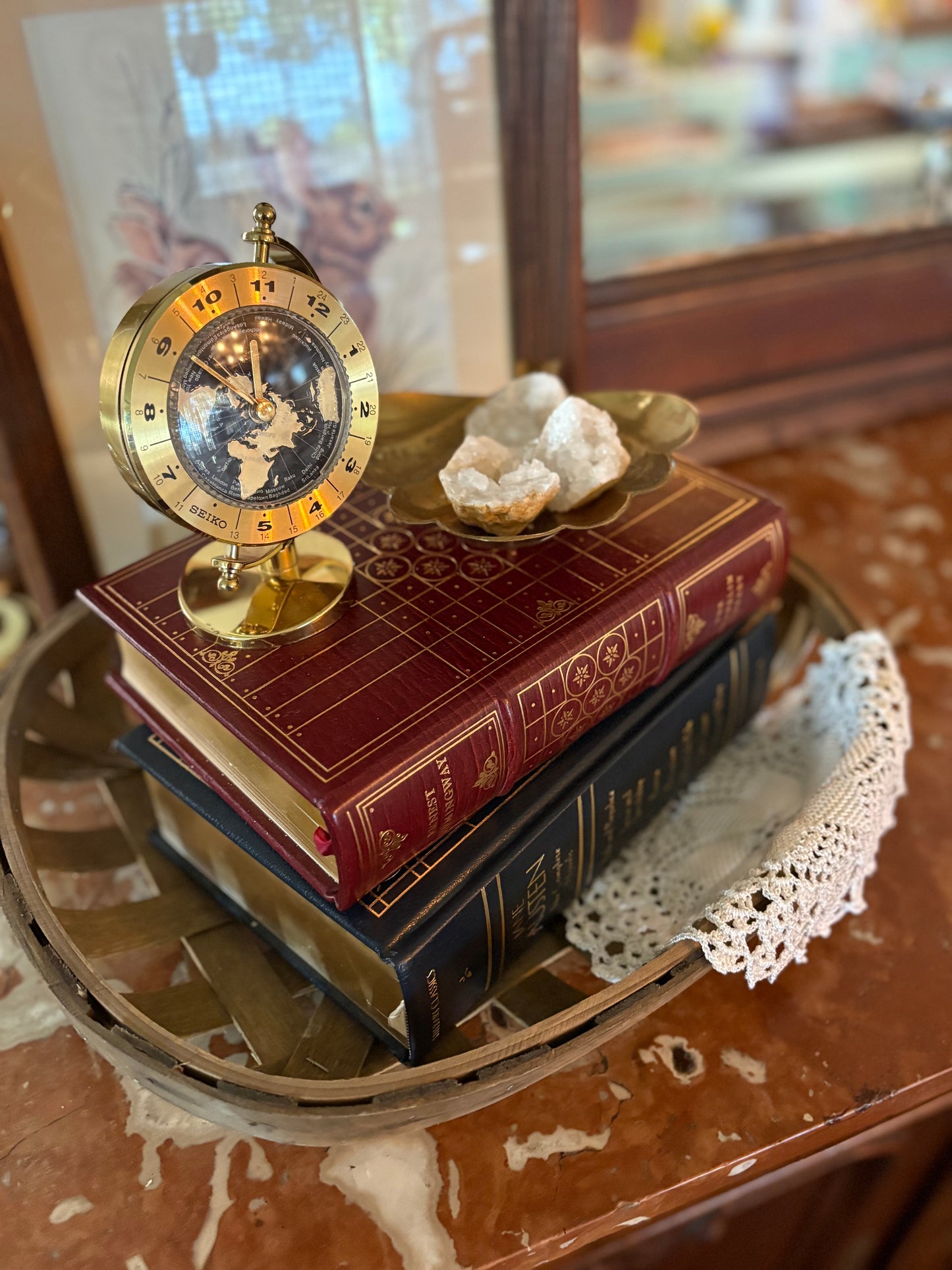 Seiko World Time Desk Clock
Solid brass Globe Design | Mid-Century Style