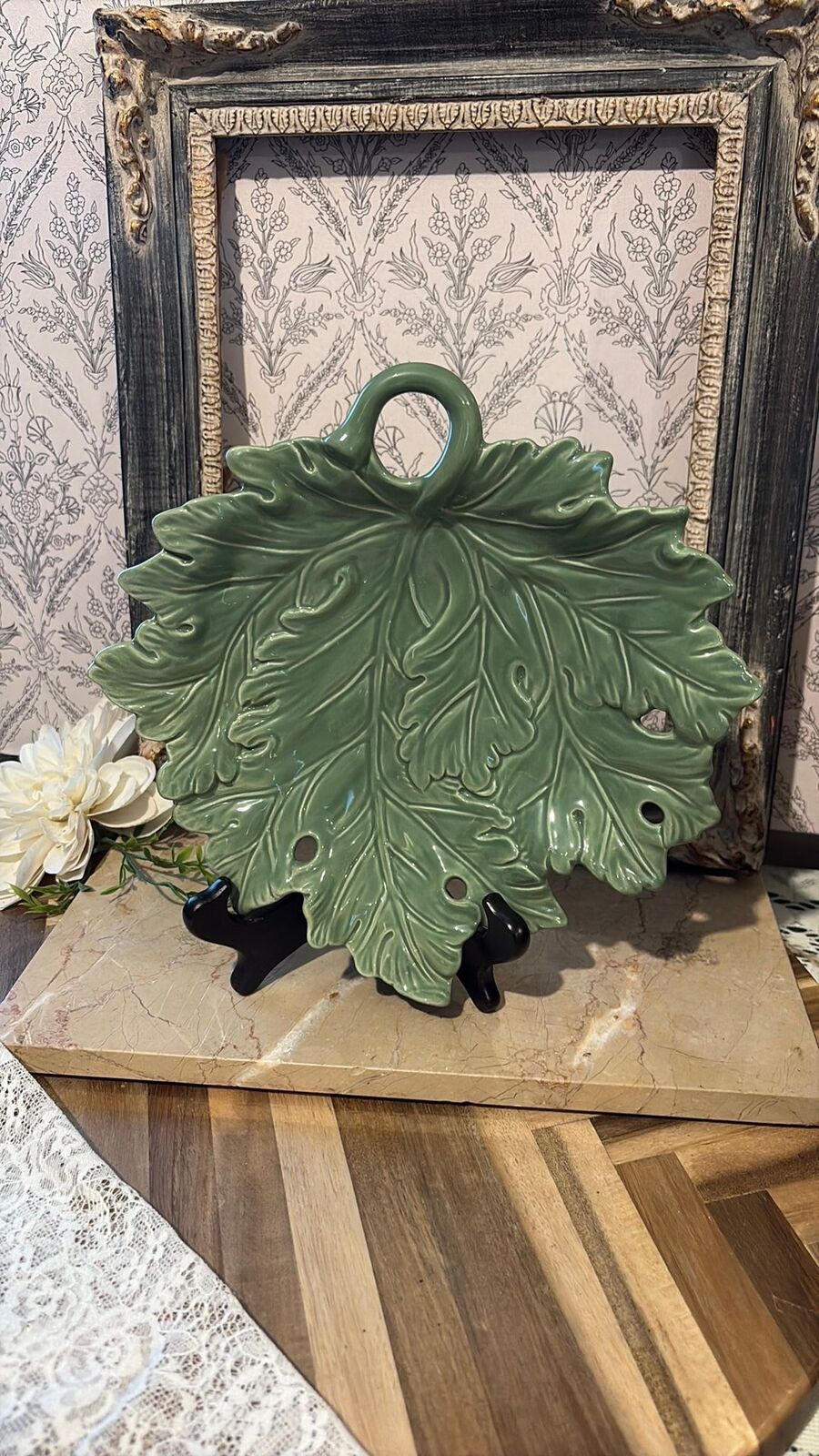 Fitz and Floyd cabbage Ware leaf dish green