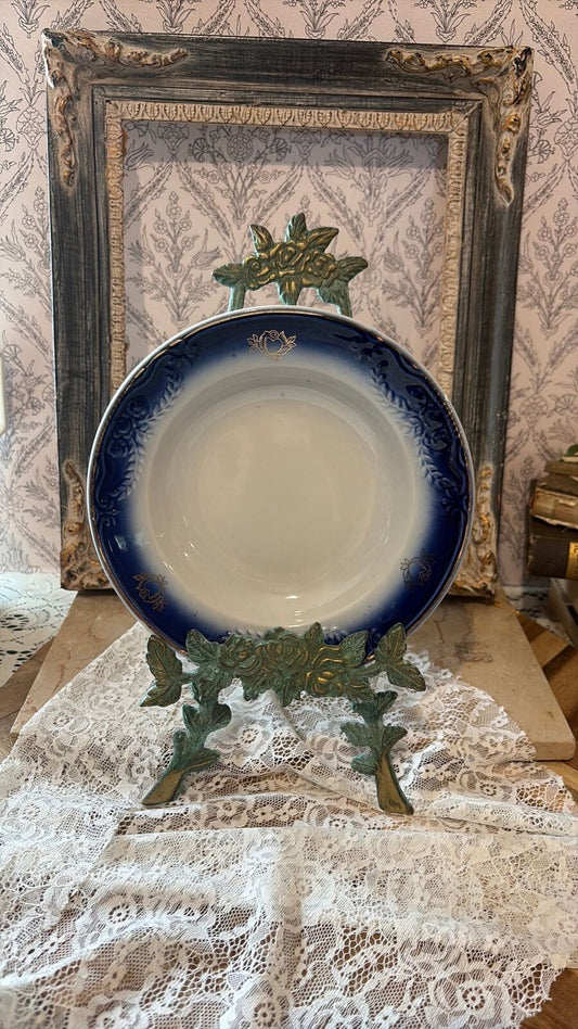 Flow blue shallow bowl