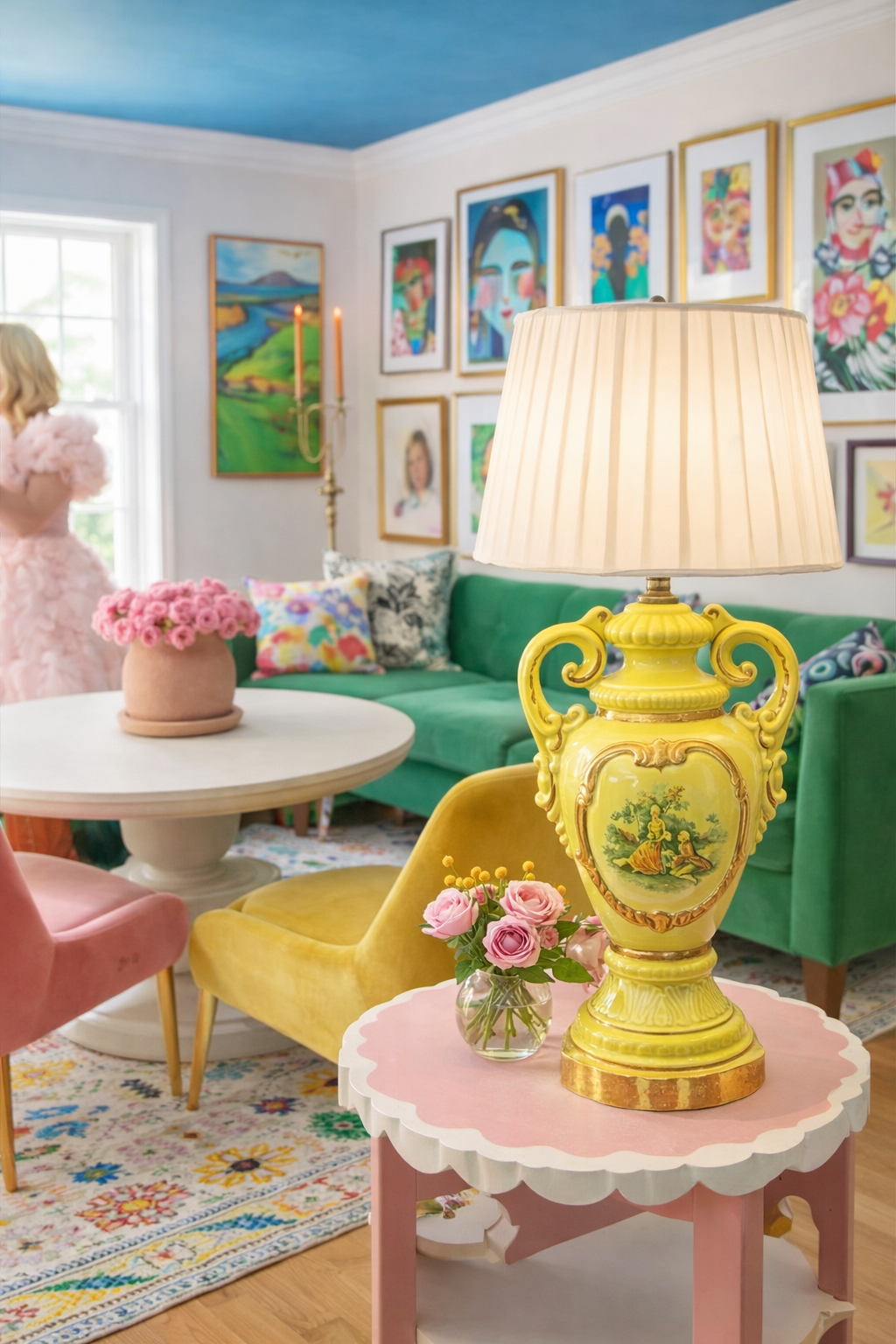 French Sèvres late 19th-century continental hand-gilt porcelain table lamp.
