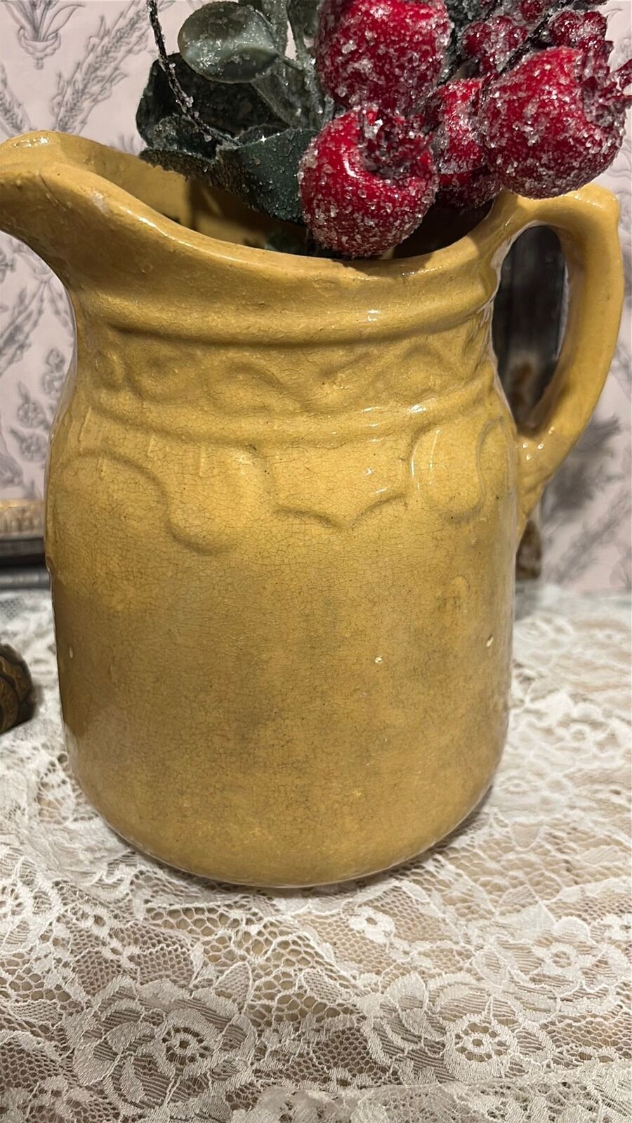 Antique Primitive Yelloware pitcher