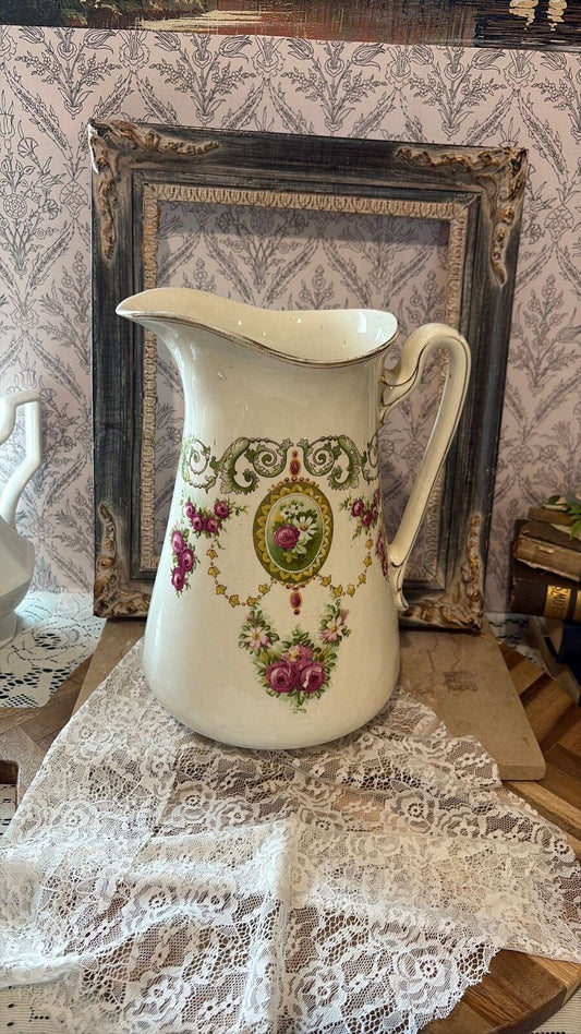 B&K trademark 12 inch floral pitcher
