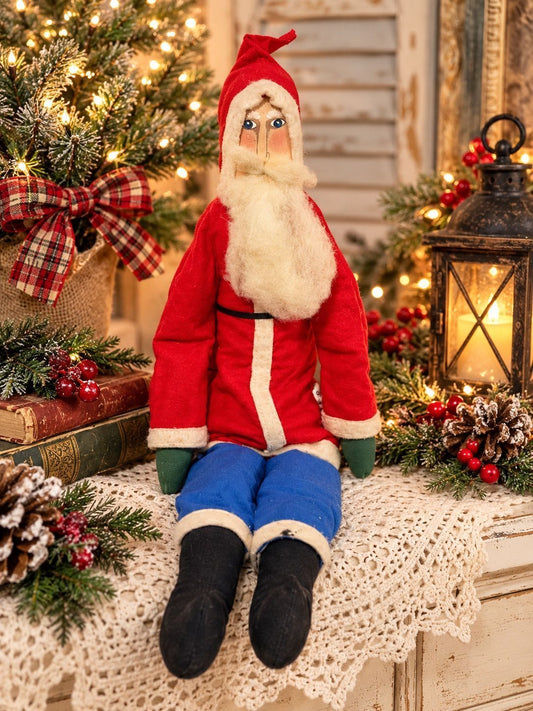 Vintage Fairfield Ragdolls Folk Art Santa Claus Doll | Made in USA | Primitive Christmas