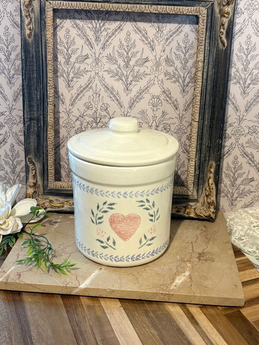 Heart crock stoneware cookie jar