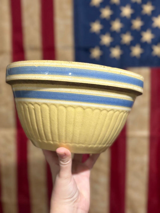 Yellowware Blue Striped Bowl *Callout 9.5 inch