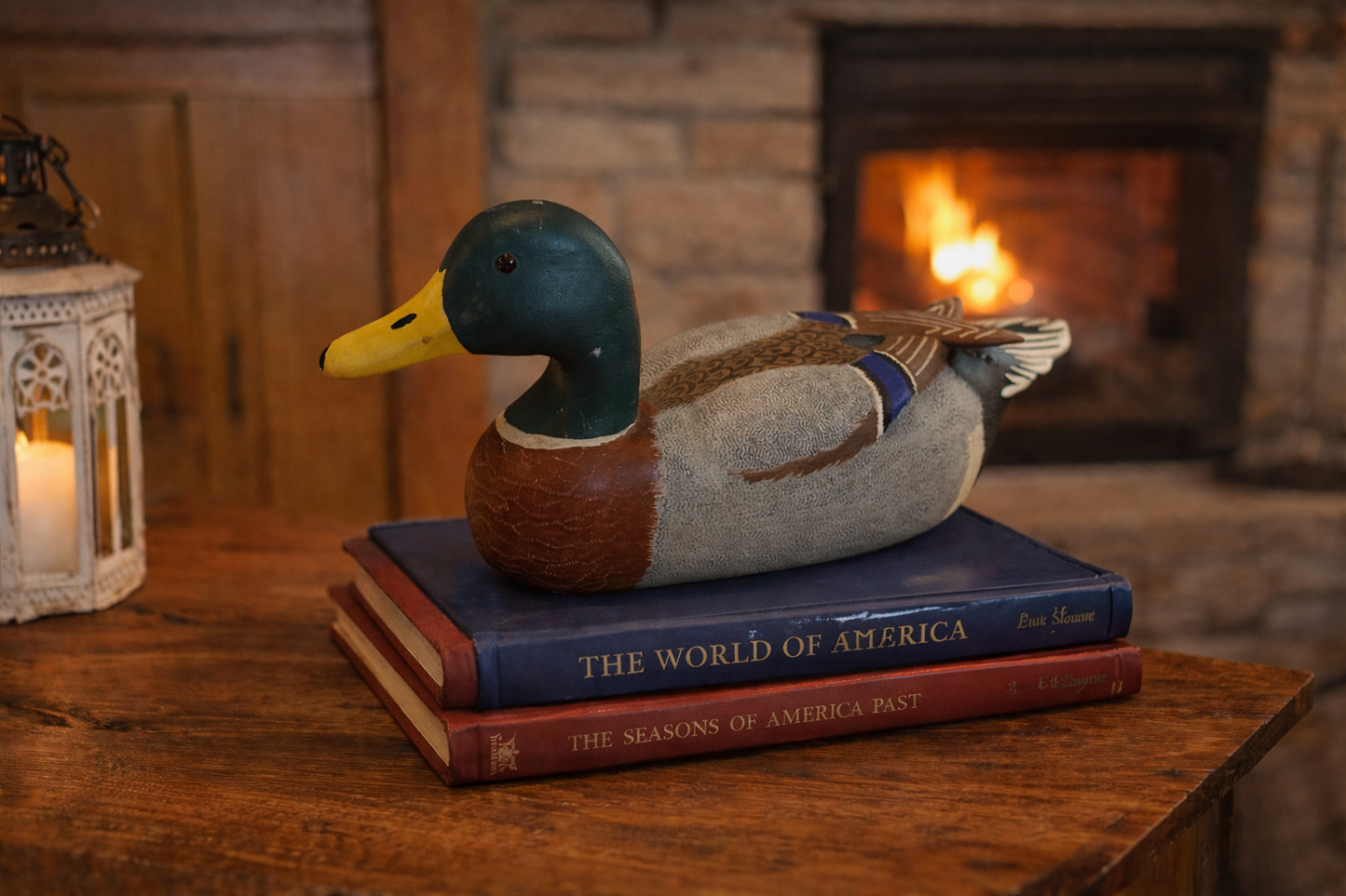 Hand-Carved painted Wooden Mallard Duck — Decorative