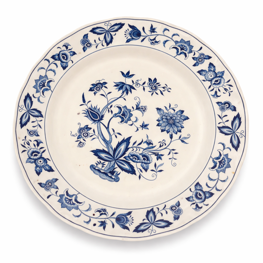 Vintage Blue & White Floral Ironstone Plate