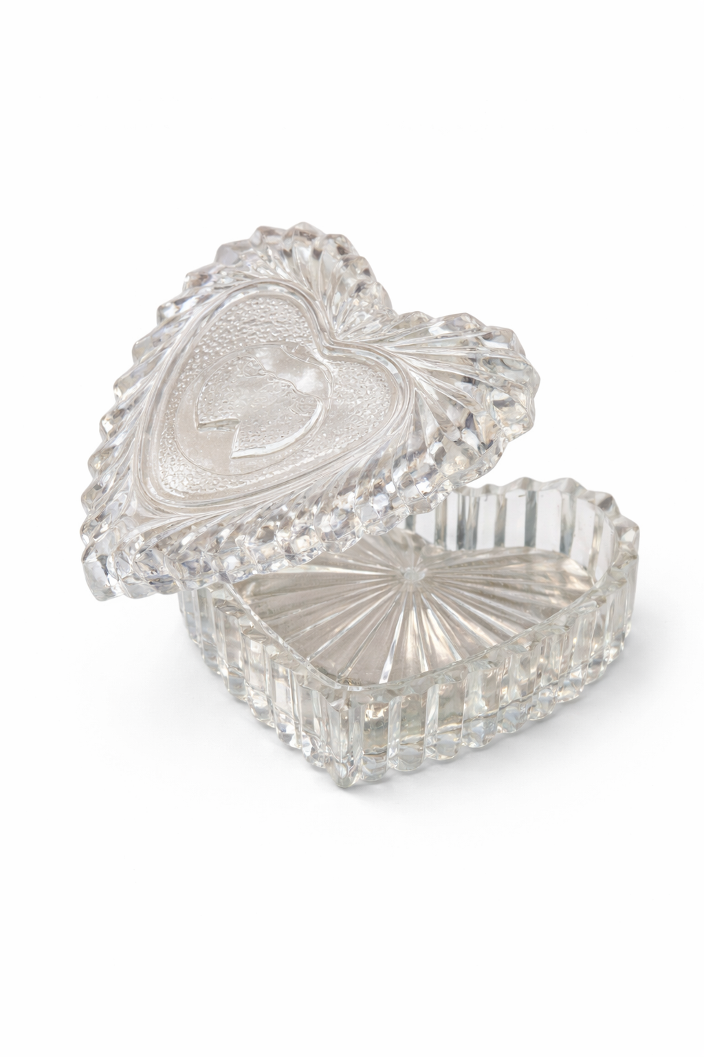 Vintage Crystal Heart Trinket Box