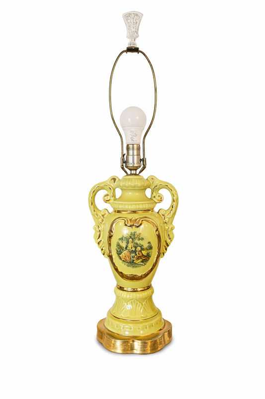 French Sèvres late 19th-century continental hand-gilt porcelain table lamp.