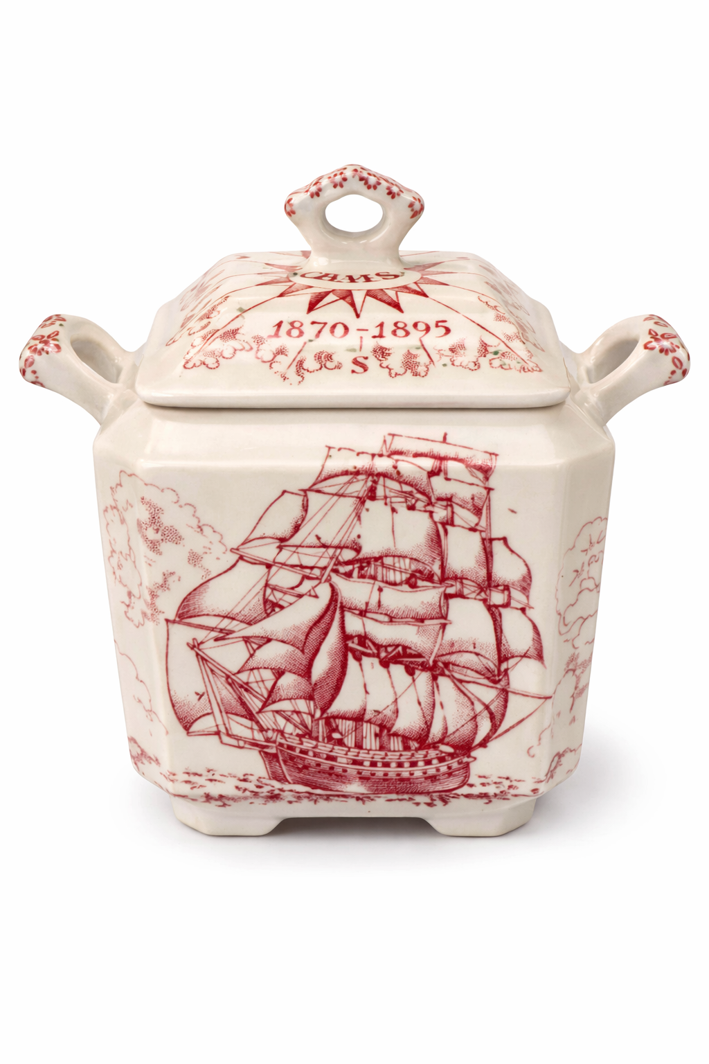 Vintage Mason’s Patent Ironstone Covered Dish with Cutty Sark Transferware – English Ceramic Collectible