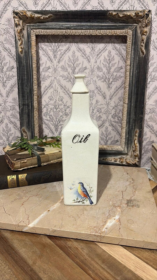 Ceramic bluebird oil bottle