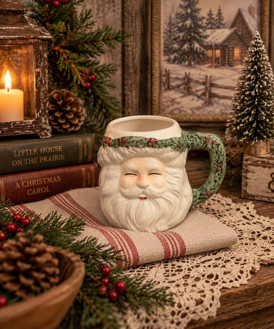 Vintage Santa mug wreath crown