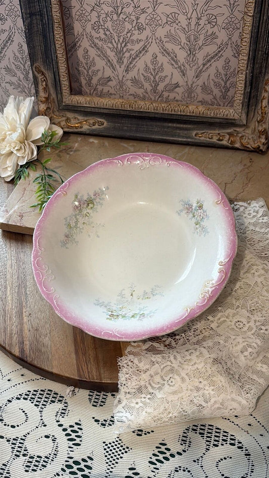 Pink ironstone, semi porcelain Alfred Meakin bowl
