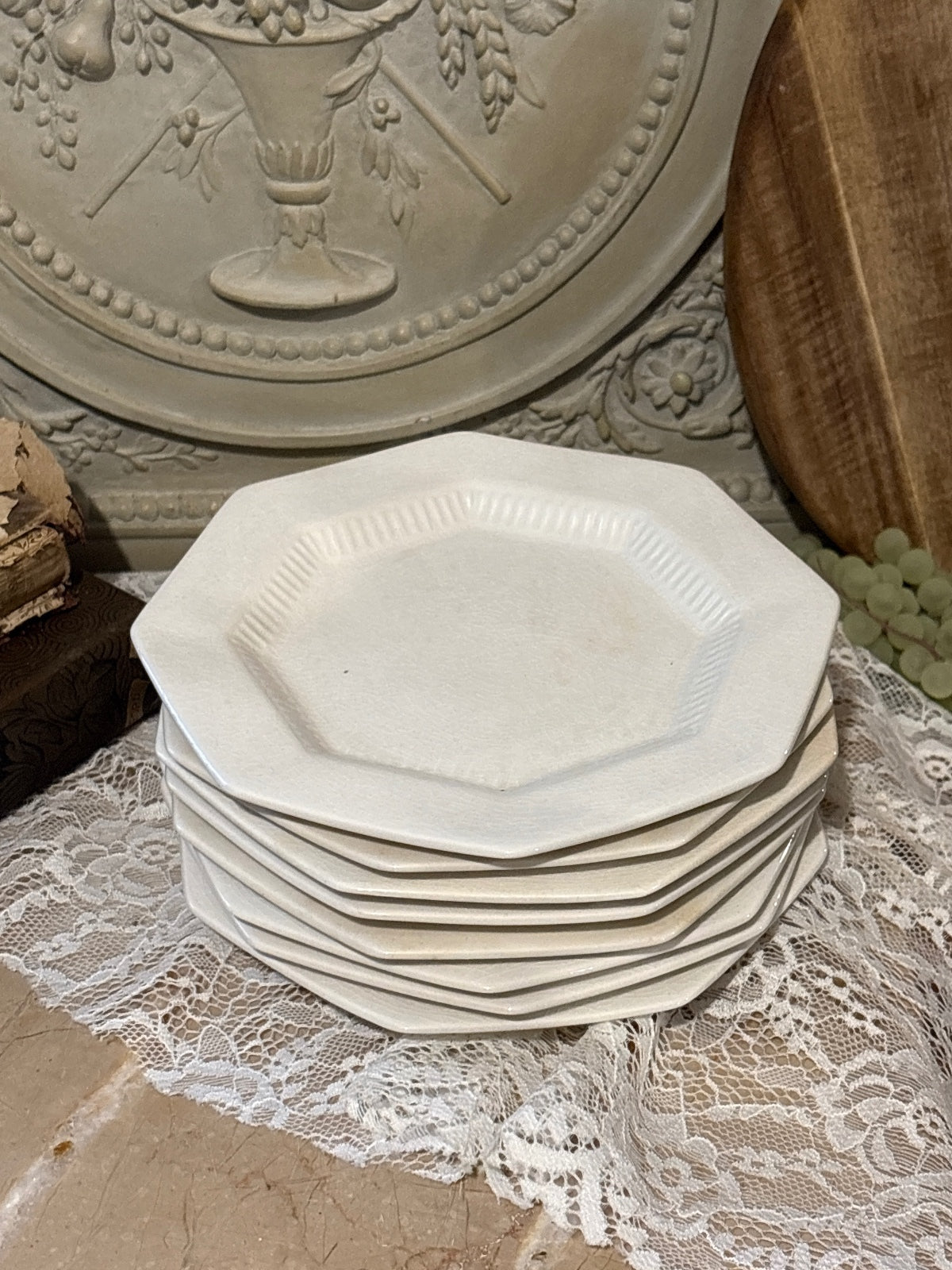 Independence ironstone stained and crazed small plate plate