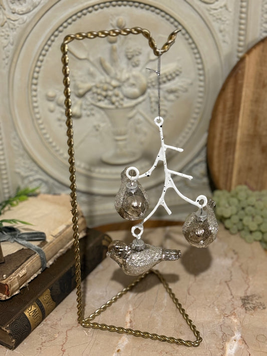 3 Glass hanging bird ornament