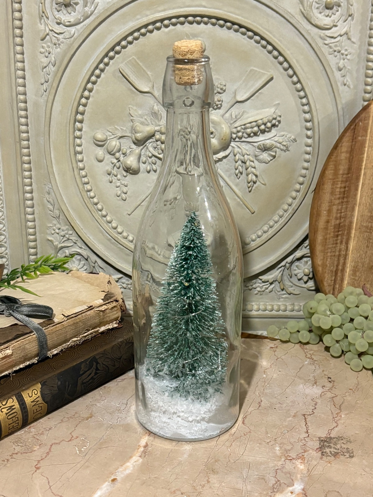 Light up Christmas tree in a glass bottle