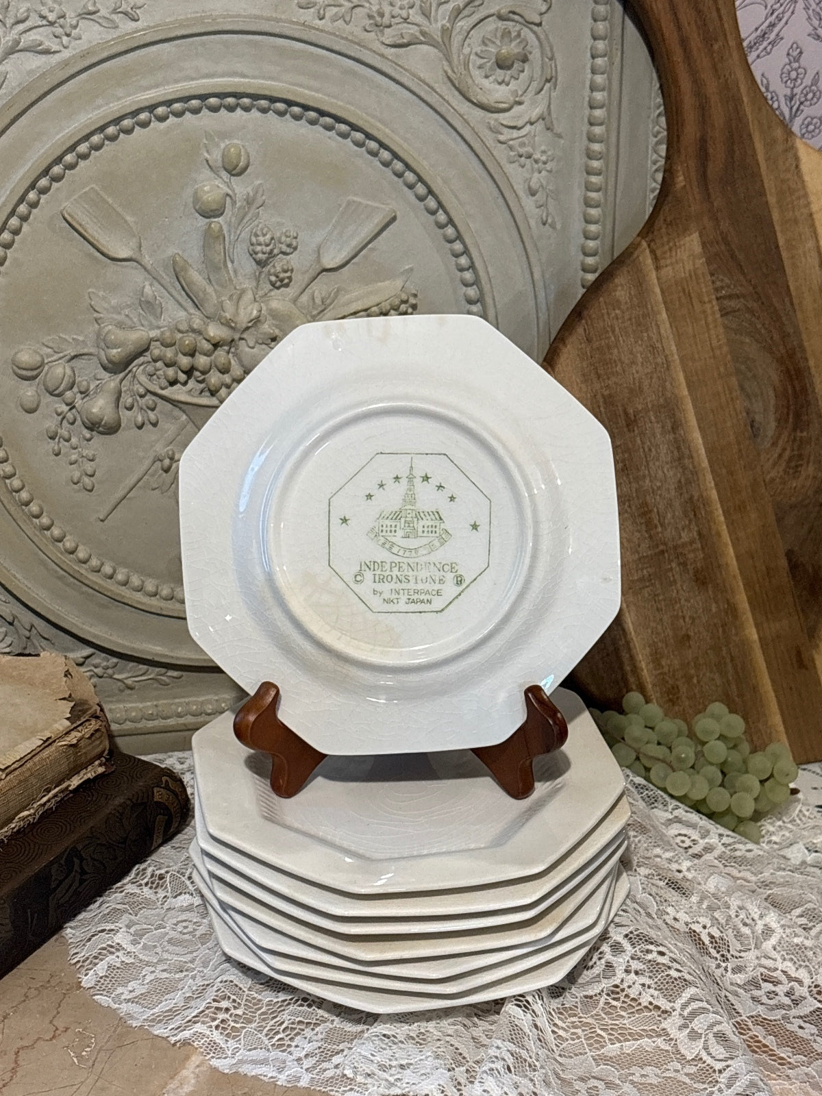 Independence ironstone stained and crazed small plate plate