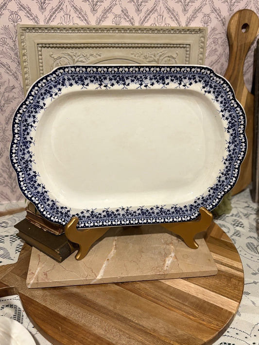 Ironstone flow blue/transferware platter