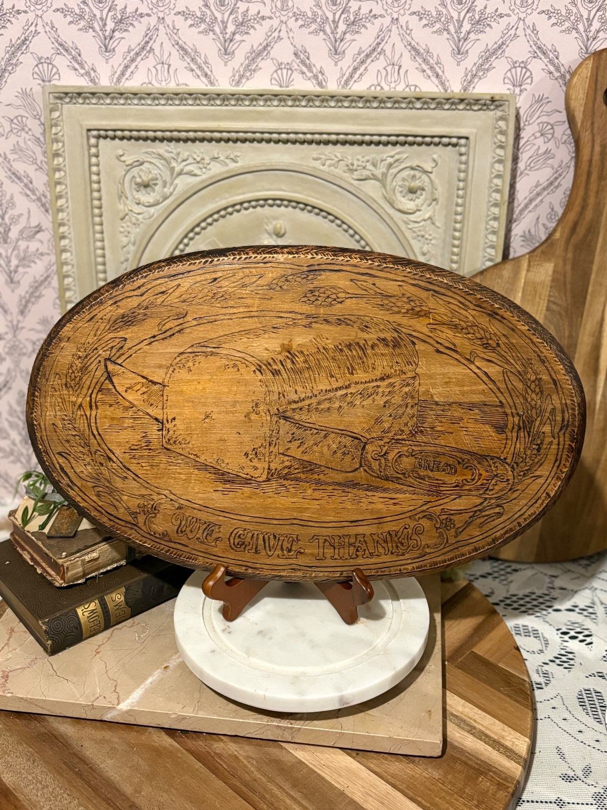 Wood etched/burned bread board