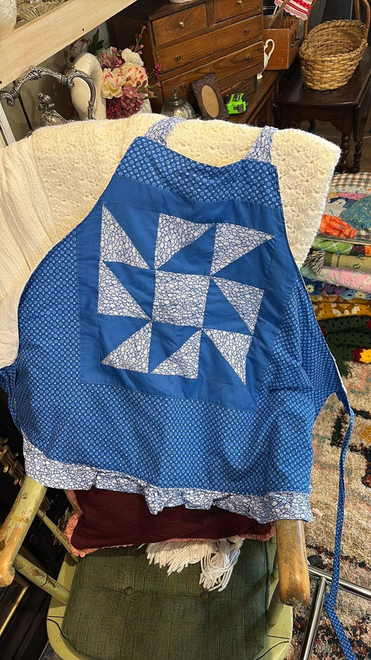 Early American Blue quilted apron