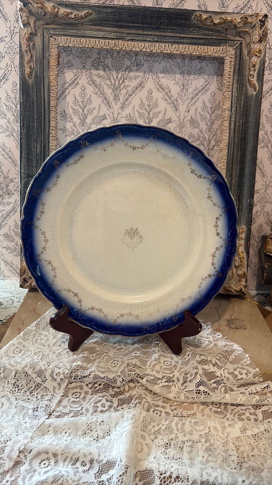 Flow blue dinner plate