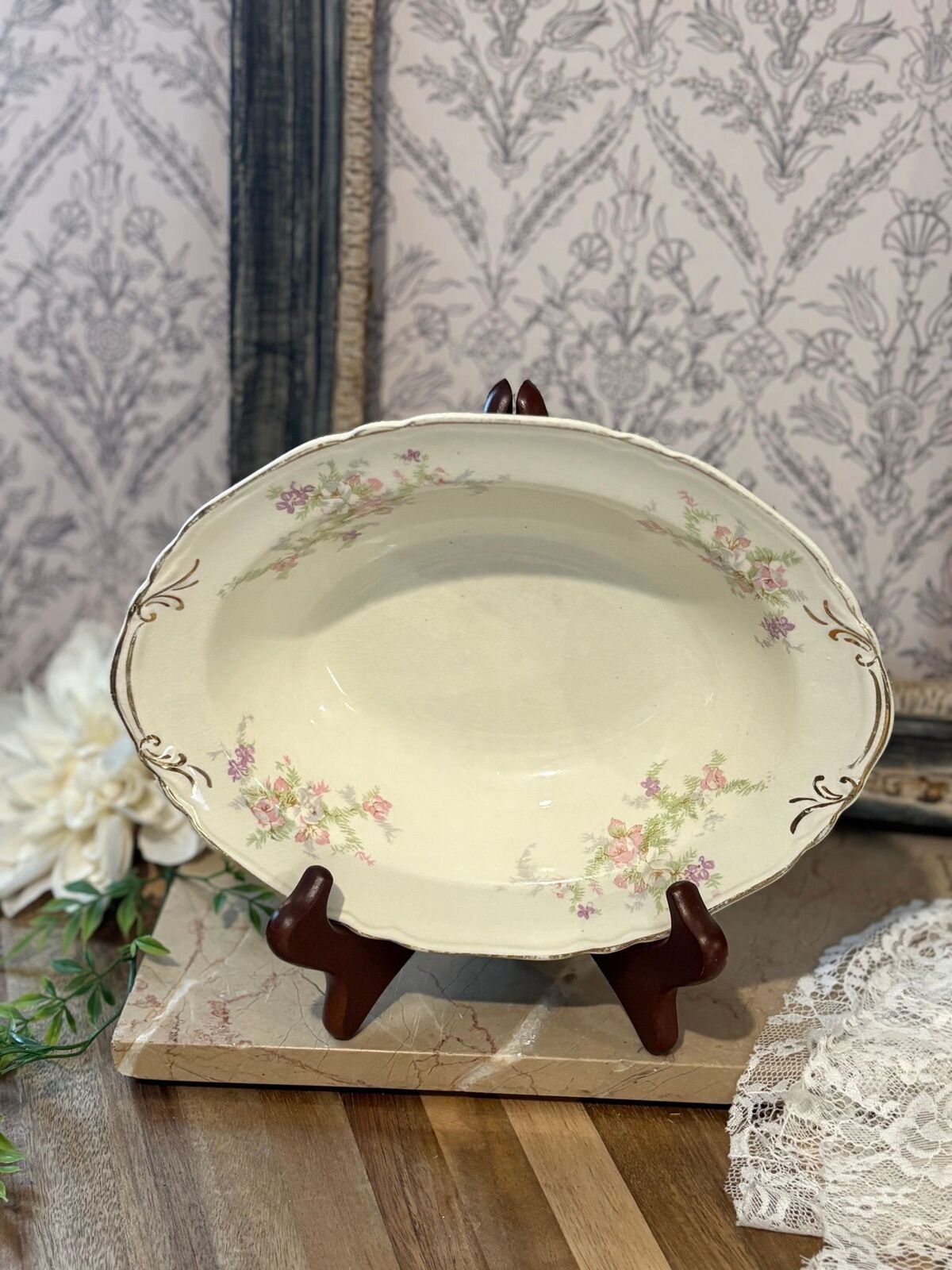Crown pottery serving bowl