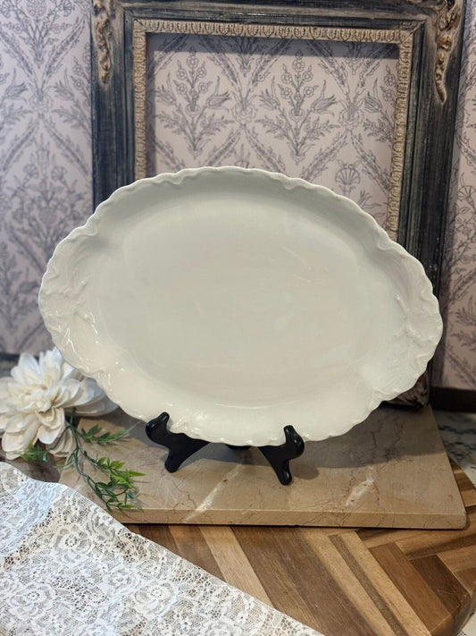 Haviland USA Oval Platter Cream Ironstone Scalloped Edge