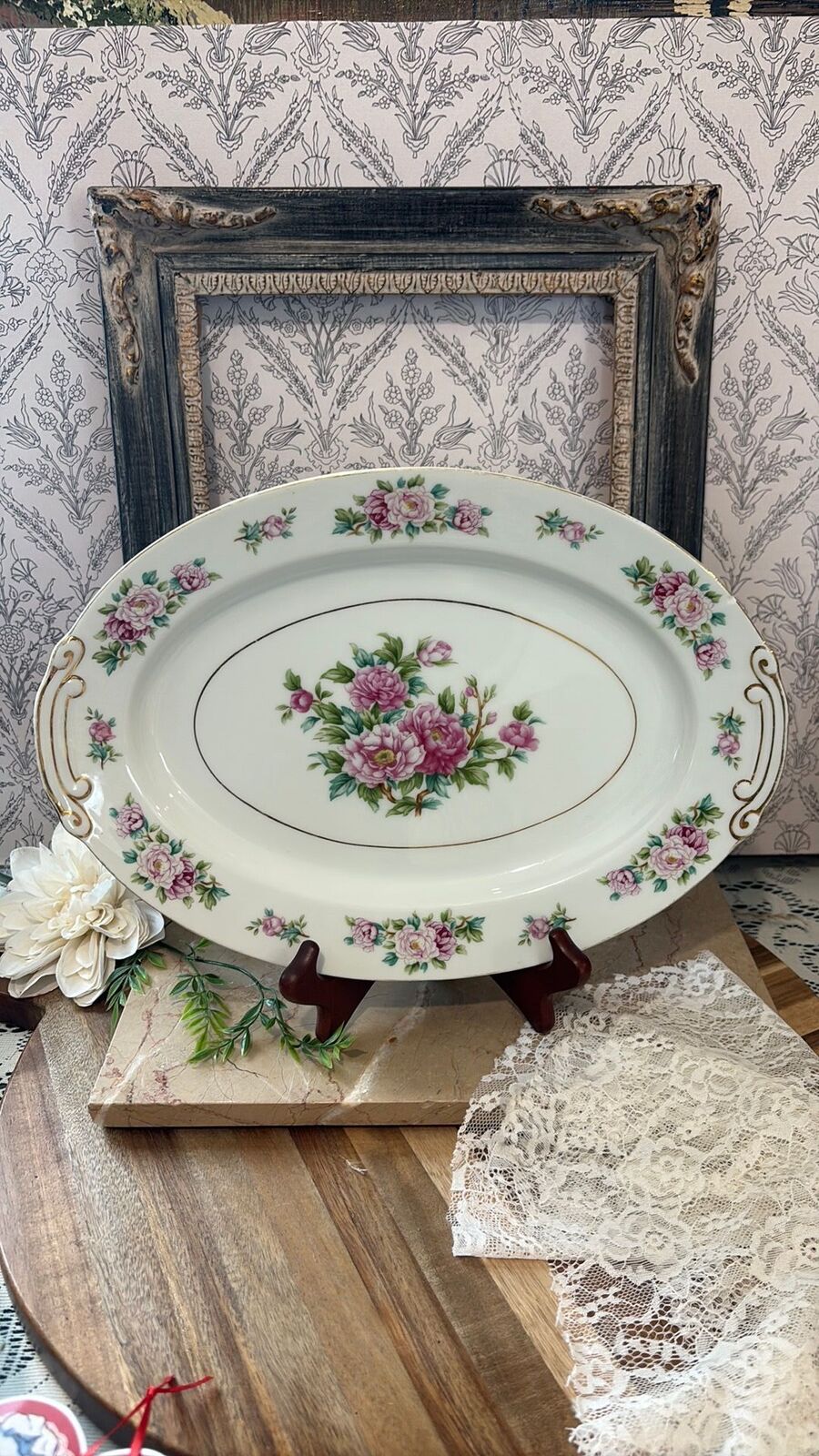 Wentworth China, pink peony platter