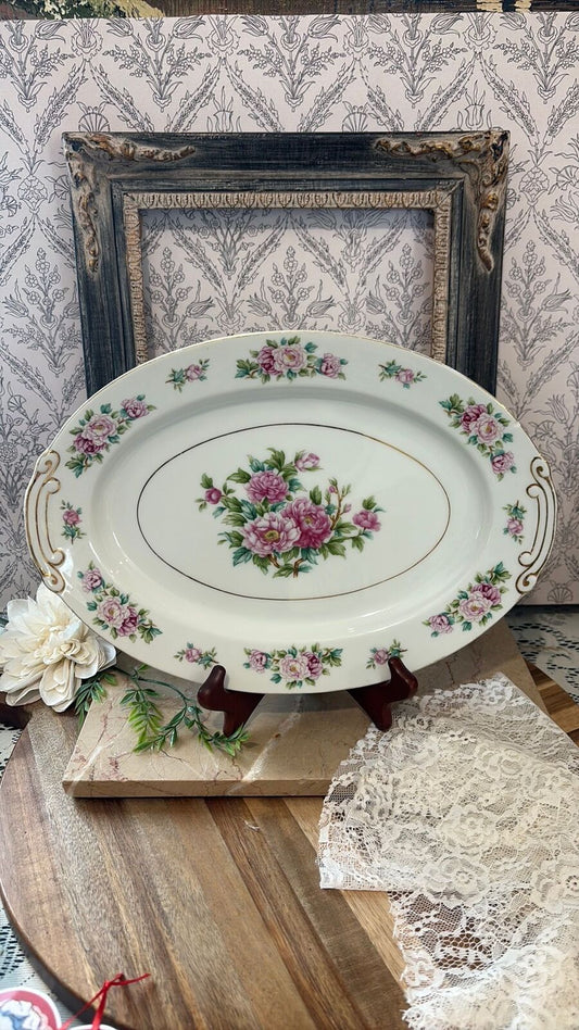 Wentworth China, pink peony platter